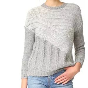 Current/Elliott Mixed Cable Gray Sweater Sz L (3)